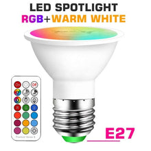 Load image into Gallery viewer, Smart For Home LED Light Bulb E27 E14 GU10 B22 220V 110V Spot Magic Changeable Lamp Lampada+IR Control Decoration RGB White Compatible with Alexa Google Home, RGBCW Smart GU10 Bulb, WiFi Smart LED Spot Light Bulb Indoor Decoration