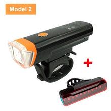 Load image into Gallery viewer, Smart Induction Bicycle Front Light Set USB Rechargeable Rear Light LED Headlight Bike Lamp Cycling Flash Light Front And Rear Rechargeable Waterproof Bike Headlight And Tail Light Set Smart Bright Bike Lights For Bike
