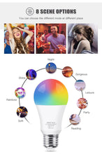 Load image into Gallery viewer, Smart Light Bulb E27 LED Lamp RGB+White+Warm White Work With Alexa Google Home Dimmable Timer Function RGB LED Bulb Bulb-Timer Sunrise Sunset Dimmable Multicolo Warm White No Hub Required Compatible With Alexa Google Home Assistant