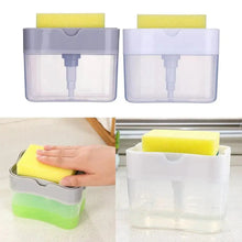 Load image into Gallery viewer, Smart Soap Dispenser For Kitchen Dishwashing Soap Pump Dispenser Kitchen Sponge Holder Handy Space Saving Soap Box 2 IN 1 Kitchen Soap Pump