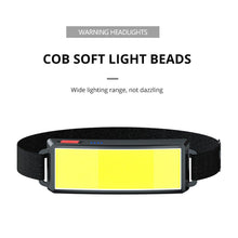 Load image into Gallery viewer, Soft Light Headlamp Flashlight LED Headlamp Adjustable Strap With COB Wick Headlight Beads Wide Range of Lighting Perfect Head Light For Camping Hiking Running Built-in Rechargeable Lithium Battery