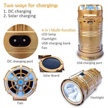 Load image into Gallery viewer, Solar USB Charging Tent Light + Fan