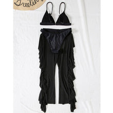 Load image into Gallery viewer, Solid bikini Mesh 3 Pieces Set Swimsuit 3 Pieces Swimsuit Solid Padded Swimwear with Maxi Wrap Skirt Beach Vacation Swim Bath Wear Women Elegant Swimwear Female Ruffle Swimming Suit Sports Bathing Suit