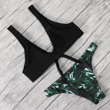Load image into Gallery viewer, Solid Bikini Set Swimsuit Women Bikini Swimwear Female Halter Top Bathing Suit Swimming Wear Bikini High Cut Swimsuit High Waist Plus Size Summer Swimwear