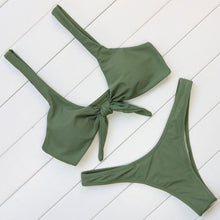 Load image into Gallery viewer, Solid Bikini Set Swimsuit Women Bikini Swimwear Female Halter Top Bathing Suit Swimming Wear Bikini High Cut Swimsuit High Waist Plus Size Summer Swimwear