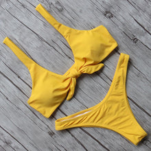 Load image into Gallery viewer, Solid Bikini Set Swimsuit Women Bikini Swimwear Female Halter Top Bathing Suit Swimming Wear Bikini High Cut Swimsuit High Waist Plus Size Summer Swimwear