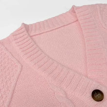 Load image into Gallery viewer, Solid Button Down Cable Knit Cardigan, Casual Long Sleeve Comfy Sweater