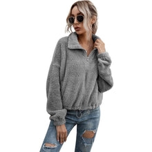 Load image into Gallery viewer, Solid Drawstring Hem Crop Teddy Jacket