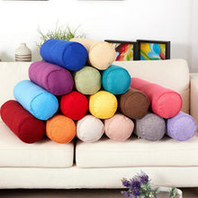 Load image into Gallery viewer, Solid Long Round Maternity Pillow Cotton linen Neck Headrest Body pillow Bed Chair Car Seat Backrest Sleeping Pillow Round Cervical Roll Cylinder Bolster Pillow with Removable Washable Cover, Ergonomically Designed for Head Neck Spine