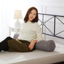 Load image into Gallery viewer, Solid Long Round Maternity Pillow Cotton linen Neck Headrest Body pillow Bed Chair Car Seat Backrest Sleeping Pillow Round Cervical Roll Cylinder Bolster Pillow with Removable Washable Cover, Ergonomically Designed for Head Neck Spine
