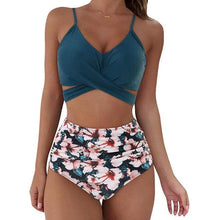 将图片加载到图库查看器,Solid Swimwear Women Top Swimsuit Bikini Solid Push Up High Cut Lace Up Halter Bikini Set Women High Waist Bikini Twist Front Swimsuits Lace Up Bikini Tops 2 Piece Bathing Suits Summer Swimsuit