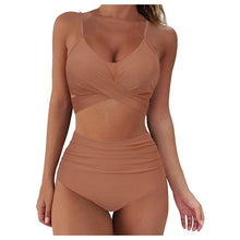 将图片加载到图库查看器,Solid Swimwear Women Top Swimsuit Bikini Solid Push Up High Cut Lace Up Halter Bikini Set Women High Waist Bikini Twist Front Swimsuits Lace Up Bikini Tops 2 Piece Bathing Suits Summer Swimsuit
