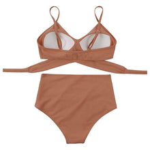 将图片加载到图库查看器,Solid Swimwear Women Top Swimsuit Bikini Solid Push Up High Cut Lace Up Halter Bikini Set Women High Waist Bikini Twist Front Swimsuits Lace Up Bikini Tops 2 Piece Bathing Suits Summer Swimsuit