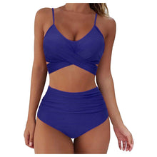 将图片加载到图库查看器,Solid Swimwear Women Top Swimsuit Bikini Solid Push Up High Cut Lace Up Halter Bikini Set Women High Waist Bikini Twist Front Swimsuits Lace Up Bikini Tops 2 Piece Bathing Suits Summer Swimsuit