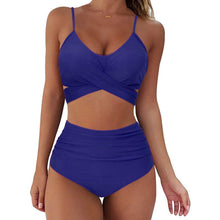 将图片加载到图库查看器,Solid Swimwear Women Top Swimsuit Bikini Solid Push Up High Cut Lace Up Halter Bikini Set Women High Waist Bikini Twist Front Swimsuits Lace Up Bikini Tops 2 Piece Bathing Suits Summer Swimsuit