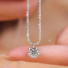 Load image into Gallery viewer, Sparkling Wave-Shaped Six-Claw Single Zirconia Pendant Necklace