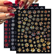 Load image into Gallery viewer, Sparkly Gold Bronzing Christmas 3D Snowflake Nail Stickers Colorful Sliver Glitter Xmas Elk Deer Socks Transfer Foil For Nails Snowflake Nail Art Stickers Decals Christmas Nail 3D Self Adhesive Nail Stickers for Acrylic Nails Snowflake Winter Slider