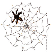 Load image into Gallery viewer, Spider Web Light with Hairy Spider 70LED Battery Powered Remote Control 8 Lighting Modes