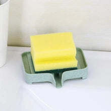 Load image into Gallery viewer, Sponge Holder PP Wheat Straw Storage Rack Drain Soap Box Tray Soapbox 1 Pcs Shower Soap Tray Tool Soap Dish Plate Holder Waterfall Draining Soap Sponge Holder for Shower Kitchen Sink Bathroom Laundry Countertop Face Body Bath Soap, Soap-Saving Dish