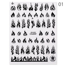 Load image into Gallery viewer, Spring Abtract Stripe Lines Flower Leaves 3D Nail Sticker Black White Butterfly Transfer Decals Slider Nail Art Decoration Decals Sticker For Pretty Girl Self-Adhesive Nail Decals Designer Nail Stickers for Acrylic Nail Art Decals Water Transfer Nail