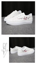 将图片加载到图库查看器,Spring Fashion Breathble Women Sneakers Leather Platform Shoes Women Lace Up Casual Shoes White Fashion Sneakers White PU Leather Platform Sneaker For Women Lace Up Walking Sneakers