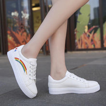 将图片加载到图库查看器,Spring Fashion Breathble Women Sneakers Leather Platform Shoes Women Lace Up Casual Shoes White Fashion Sneakers White PU Leather Platform Sneaker For Women Lace Up Walking Sneakers