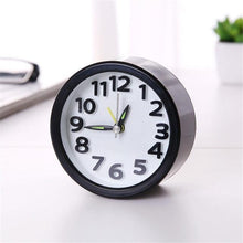 Load image into Gallery viewer, Square Round Small Alarm Clock Snooze Silent Sweeping Wake Up Table Clock Travel Alarm Clock Analog Small Simple Battery Operated Clock Non Ticking Alarm Clock Snooze Light Functions Bedside Table Clock Battery Powered Compact Portable Travel Alarm Clock