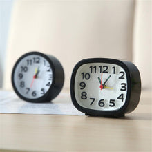 Load image into Gallery viewer, Square Round Small Alarm Clock Snooze Silent Sweeping Wake Up Table Clock Travel Alarm Clock Analog Small Simple Battery Operated Clock Non Ticking Alarm Clock Snooze Light Functions Bedside Table Clock Battery Powered Compact Portable Travel Alarm Clock