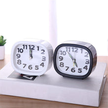 Load image into Gallery viewer, Square Round Small Alarm Clock Snooze Silent Sweeping Wake Up Table Clock Travel Alarm Clock Analog Small Simple Battery Operated Clock Non Ticking Alarm Clock Snooze Light Functions Bedside Table Clock Battery Powered Compact Portable Travel Alarm Clock