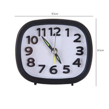 Load image into Gallery viewer, Square Round Small Alarm Clock Snooze Silent Sweeping Wake Up Table Clock Travel Alarm Clock Analog Small Simple Battery Operated Clock Non Ticking Alarm Clock Snooze Light Functions Bedside Table Clock Battery Powered Compact Portable Travel Alarm Clock