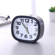 Load image into Gallery viewer, Square Round Small Alarm Clock Snooze Silent Sweeping Wake Up Table Clock Travel Alarm Clock Analog Small Simple Battery Operated Clock Non Ticking Alarm Clock Snooze Light Functions Bedside Table Clock Battery Powered Compact Portable Travel Alarm Clock