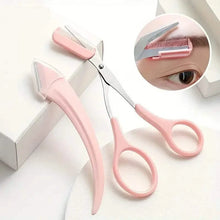 Load image into Gallery viewer, Stainless Steel Eyebrow Trimmer Set, Curved Eyebrow Razor and Scissors With Comb