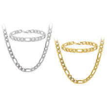 Load image into Gallery viewer, Stainless Steel Figaro Chain and Bracelet Set for Men