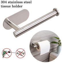 Load image into Gallery viewer, Stainless Steel Nail-free Wall Mounted Toilet Paper Holder Kitchen Tissue Paper Holder Toilet Roll Dispenser For Bathroom Toilet Paper Holder Toilet Paper roll Holder Self Adhesive+Super Glue Stainless Steel No Drilling For Bathroom Bedroom Kitchen