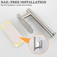 Load image into Gallery viewer, Stainless Steel Nail-free Wall Mounted Toilet Paper Holder Kitchen Tissue Paper Holder Toilet Roll Dispenser For Bathroom Toilet Paper Holder Toilet Paper roll Holder Self Adhesive+Super Glue Stainless Steel No Drilling For Bathroom Bedroom Kitchen