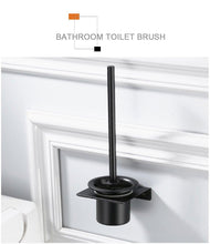 Load image into Gallery viewer, Stainless Steel Toilet Brush Holder Black Wall Mounted Toilet Bowl Brush Holder For Bathroom Cleaning Kit