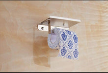 将图片加载到图库查看器,Stainless Steel Toilet Paper Holder Bathroom Wall Mount Paper Phone Holder Shelf Towel Roll Shelf Accessories Bathroom Tissue Roll Holder With Phone Shelf Stainless Steel Tissue Paper Dispenser Brushed Finished Wall Mount