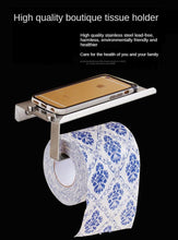 将图片加载到图库查看器,Stainless Steel Toilet Paper Holder Bathroom Wall Mount Paper Phone Holder Shelf Towel Roll Shelf Accessories Bathroom Tissue Roll Holder With Phone Shelf Stainless Steel Tissue Paper Dispenser Brushed Finished Wall Mount