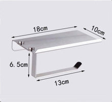 将图片加载到图库查看器,Stainless Steel Toilet Paper Holder Bathroom Wall Mount Paper Phone Holder Shelf Towel Roll Shelf Accessories Bathroom Tissue Roll Holder With Phone Shelf Stainless Steel Tissue Paper Dispenser Brushed Finished Wall Mount