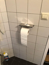 Load image into Gallery viewer, Stainless Steel Toilet Paper Holder Bathroom Wall Mount WC Paper Phone Holder Shelf Towel Roll shelf Accessories Toilet Paper Holder With Phone Shelf Aluminum Bathroom Accessories Tissue Roll Dispenser Storage Rack, Wall Mounted Modern Paper Towel Adapter