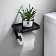 Load image into Gallery viewer, Stainless Steel Toilet Paper Holder Bathroom Wall Mount WC Paper Phone Holder Shelf Towel Roll shelf Accessories Toilet Paper Holder With Phone Shelf Aluminum Bathroom Accessories Tissue Roll Dispenser Storage Rack, Wall Mounted Modern Paper Towel Adapter