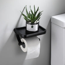 Load image into Gallery viewer, Stainless Steel Toilet Paper Holder Bathroom Wall Mount WC Paper Phone Holder Shelf Towel Roll shelf Accessories Toilet Paper Holder With Phone Shelf Aluminum Bathroom Accessories Tissue Roll Dispenser Storage Rack, Wall Mounted Modern Paper Towel Adapter