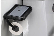 Load image into Gallery viewer, Stainless Steel Toilet Paper Holder Bathroom Wall Mount WC Paper Phone Holder Shelf Towel Roll shelf Accessories Toilet Paper Holder With Phone Shelf Aluminum Bathroom Accessories Tissue Roll Dispenser Storage Rack, Wall Mounted Modern Paper Towel Adapter