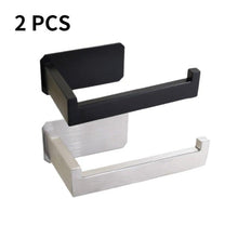Load image into Gallery viewer, Stainless Steel Toilet Roll Holder Self Adhesive In Bathroom Tissue Paper Holder Black Finish Easy Installation No Screw Toilet Paper Holder Matte Black Toilet Tissue Roll Holders Dispenser And Hangers Wall Mounted For Bathroom And Kitchen