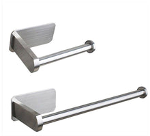 将图片加载到图库查看器,Stainless Steel Wall Toilet Paper Roll Holder Black Silver Self Adhesive Toilet Paper Holder for Bathroom Stick Wall Towel Rack
