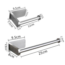将图片加载到图库查看器,Stainless Steel Wall Toilet Paper Roll Holder Black Silver Self Adhesive Toilet Paper Holder for Bathroom Stick Wall Towel Rack