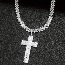 Load image into Gallery viewer, Sterling Silver 925 Luxury Cross Pendant Necklace with Multi-Layer Zircon and Sparkling Rhinestones
