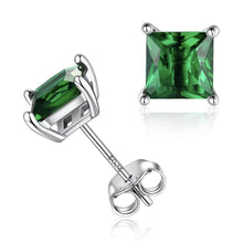 将图片加载到图库查看器,Sterling Silver 925 Princess Cut Emerald Studs