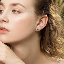 将图片加载到图库查看器,Sterling Silver 925 Princess Cut Emerald Studs