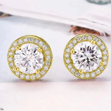 Load image into Gallery viewer, Sterling Silver Cubic Zirconia Classic Halo Stud Earrings